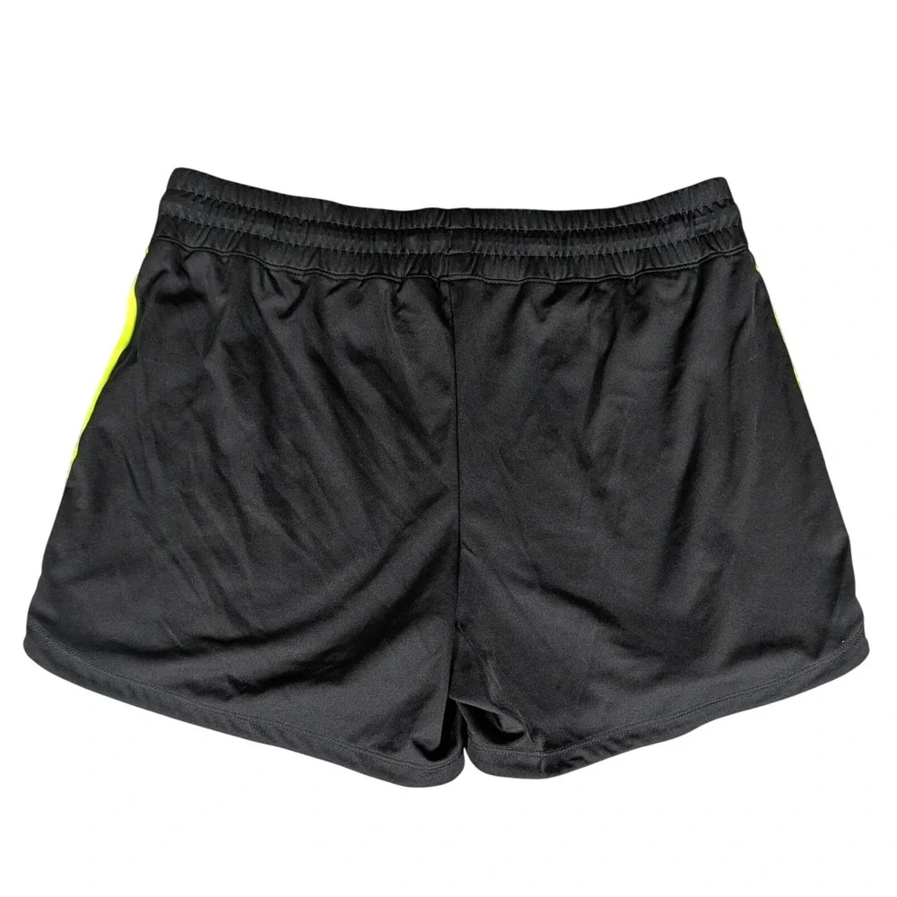 Nike Womens Dri-FIT Athletic Shorts Black Neon Lime Green Running Workout Gym